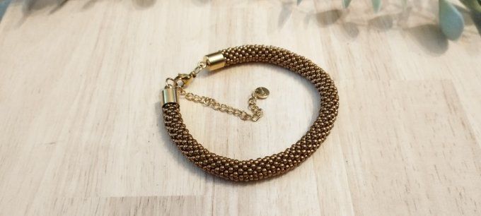 bracelet tissage au crochet perles Miyuki bronze